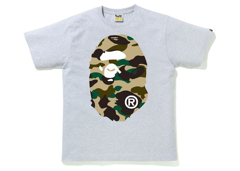 BAPE 1st Camo Big Ape Head Tee Grey/Yellow