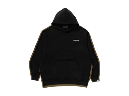BAPE 1st Camo Blocking Raw Edge Relaxed Fit Pullover Hoodie Black