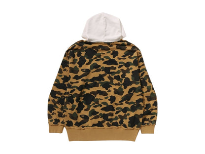 BAPE 1st Camo Blocking Raw Edge Relaxed Fit Pullover Hoodie Ivory