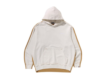 BAPE 1st Camo Blocking Raw Edge Relaxed Fit Pullover Hoodie Ivory