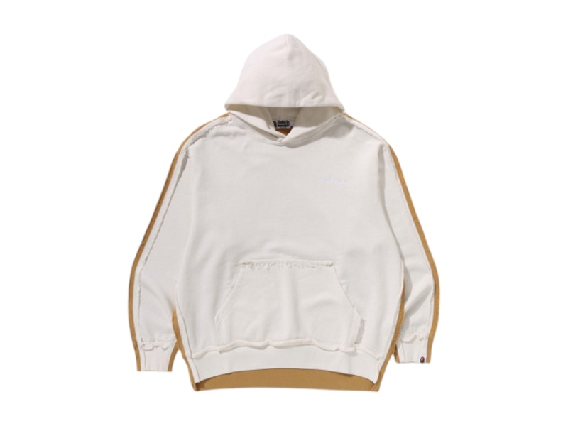 BAPE 1st Camo Blocking Raw Edge Relaxed Fit Pullover Hoodie Ivory