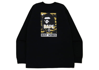 BAPE 1st Camo Busy Works Relaxed Fit L/S Tee Black
