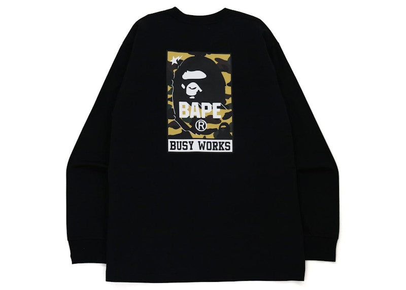 BAPE 1st Camo Busy Works Relaxed Fit L/S Tee Black