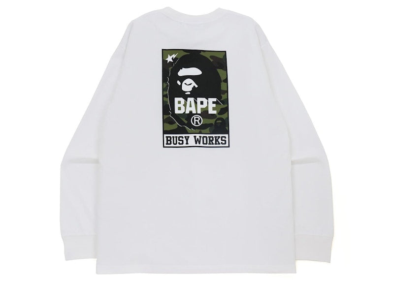 BAPE 1st Camo Busy Works Relaxed Fit L/S Tee White