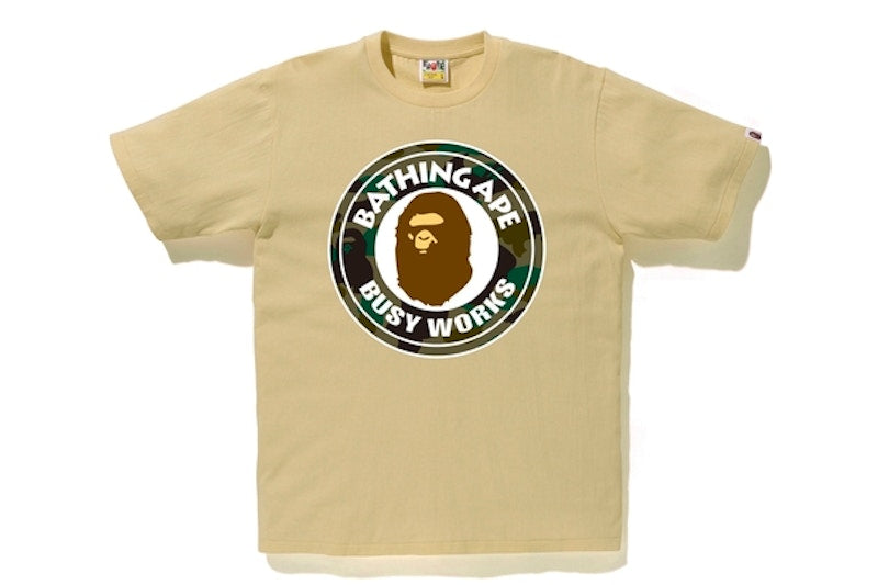 BAPE 1st Camo Busy Works Tee Beige/Green