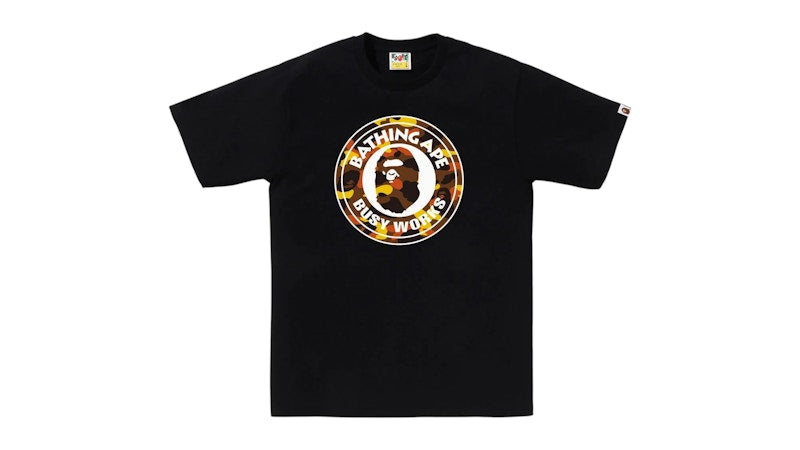 BAPE 1st Camo Busy Works Tee Black/Orange