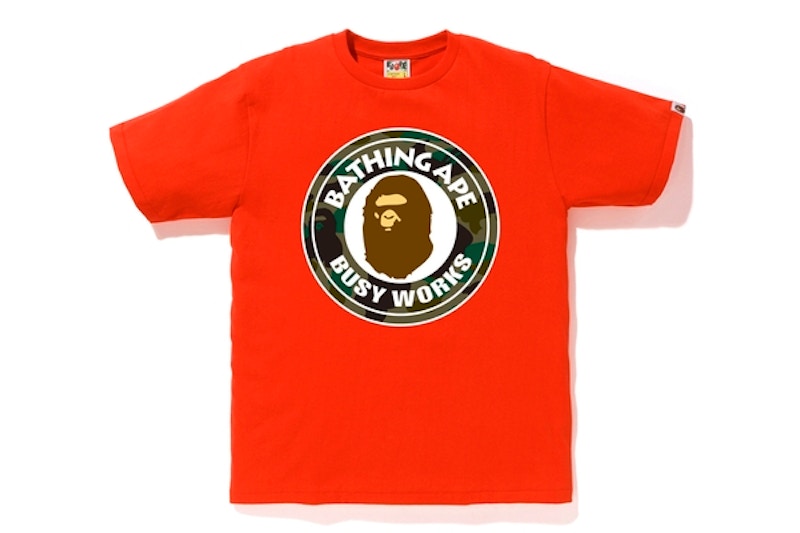 BAPE 1st Camo Busy Works Tee Red/Green