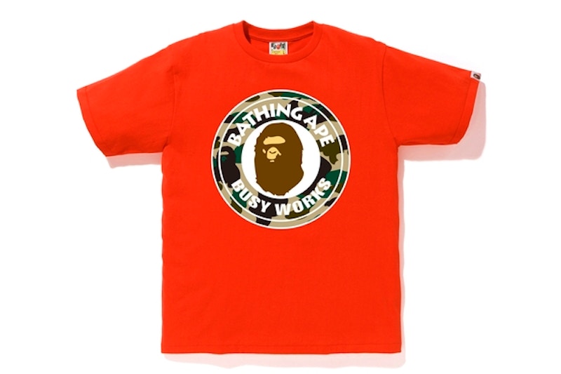 BAPE 1st Camo Busy Works Tee Red/Yellow