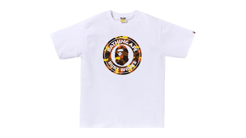 BAPE 1st Camo Busy Works Tee White/Orange