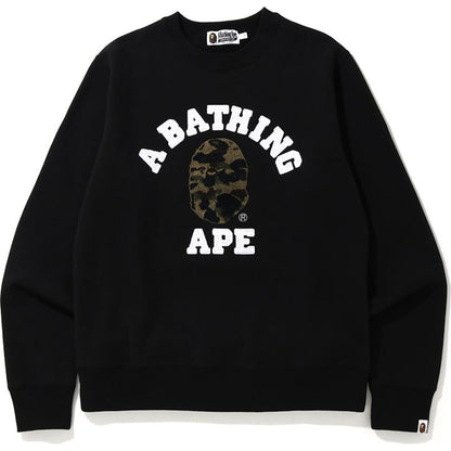 BAPE 1st Camo College Embroidered Crewneck Black