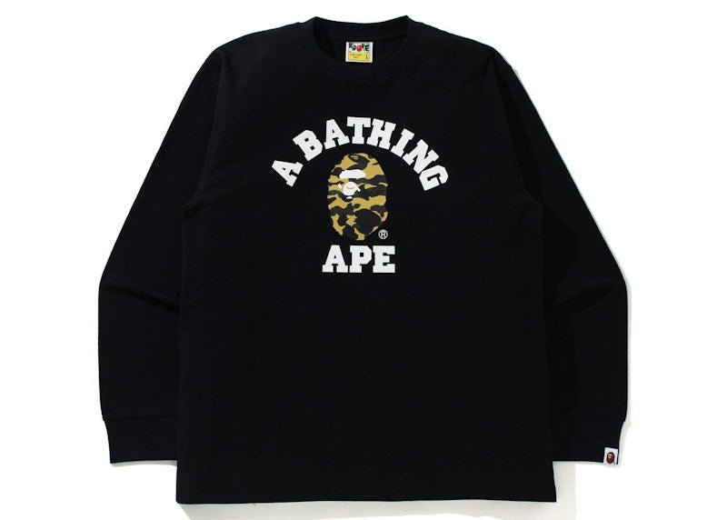 BAPE 1st Camo College L/S Tee (SS21) Black/Yellow