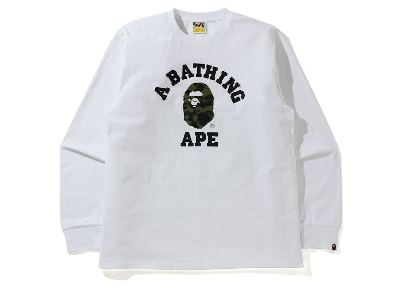 BAPE 1st Camo College L/S Tee (SS21) White/Green