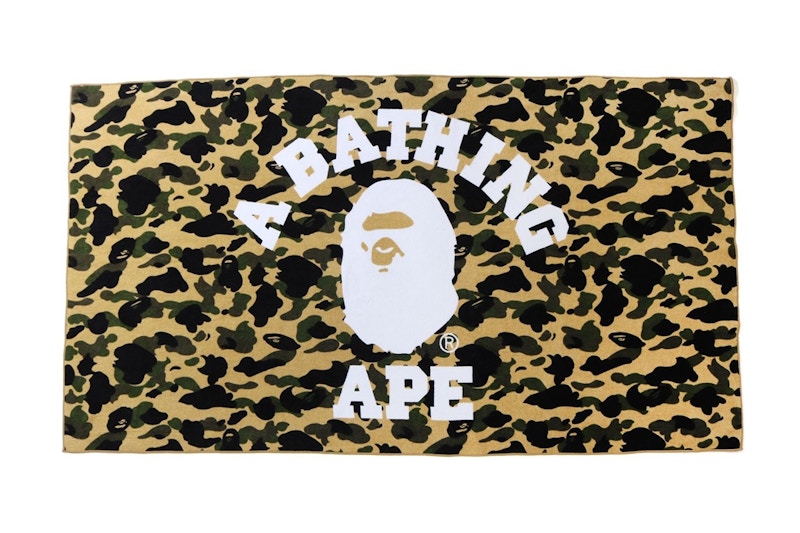 BAPE 1st Camo College Logo Beach Towel Yellow