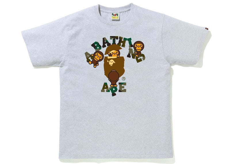 BAPE 1st Camo College Milo Tee Grey/Green