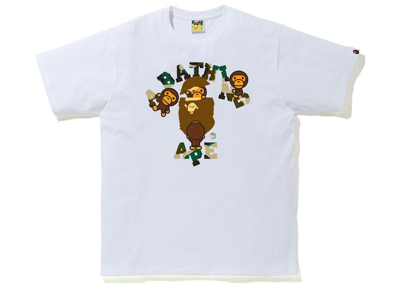 BAPE 1st Camo College Milo Tee (SS21) White/Yellow