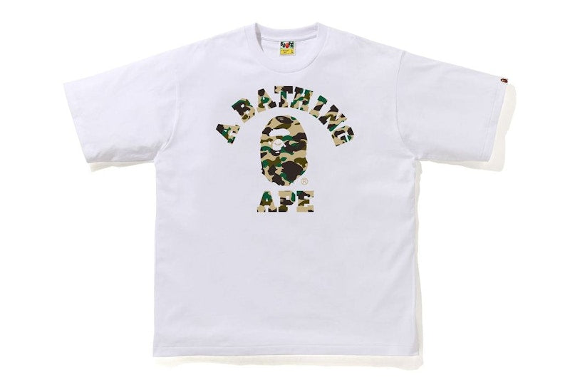 BAPE 1st Camo College Relaxe Fit Tee White/Yellow