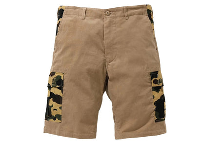 BAPE 1st Camo Corduroy Wide 6Pocket Shorts Beige