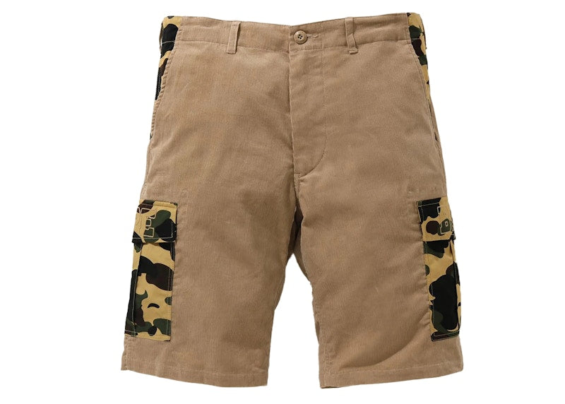 BAPE 1st Camo Corduroy Wide 6Pocket Shorts Beige