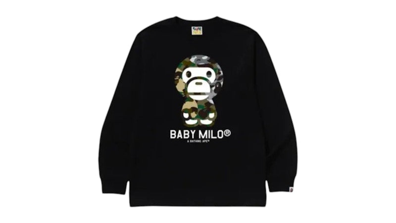 BAPE 1st Camo Crazy Baby Milo L/S Tee Tee Black