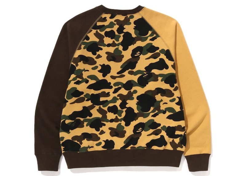 BAPE 1st Camo Crazy NYC Logo Relaxed Fit Crewneck Yellow