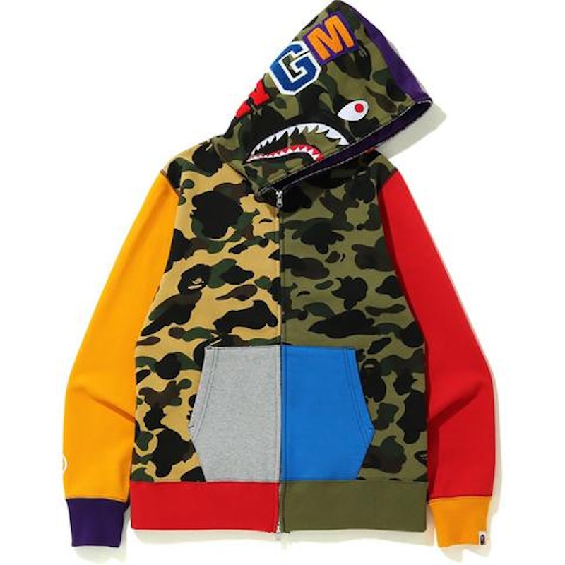 BAPE 1st Camo Crazy Shark Full Zip Hoodie Multi