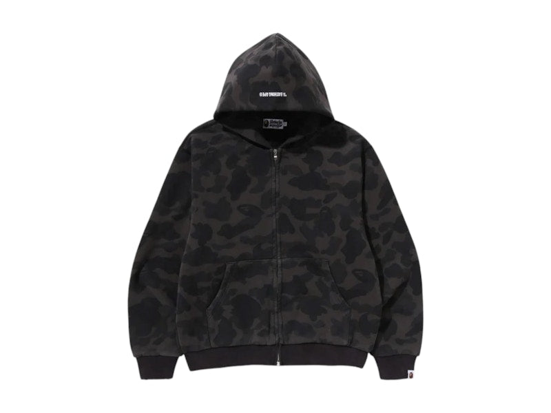 BAPE 1st Camo Heavy Wash Cropped Fit Zip Hoodie Black