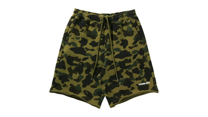 BAPE 1st Camo Heavy Washed Relaxed Fit Sweat Shorts Green
