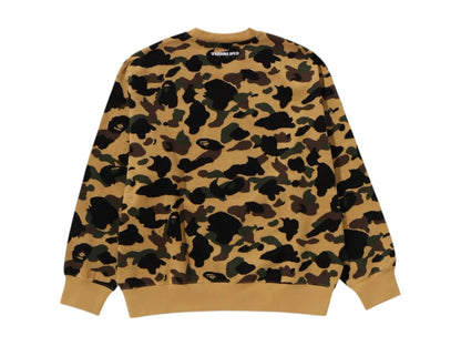 BAPE 1st Camo Jacquard College Relax Fit Crewneck Sweatshirt Yellow