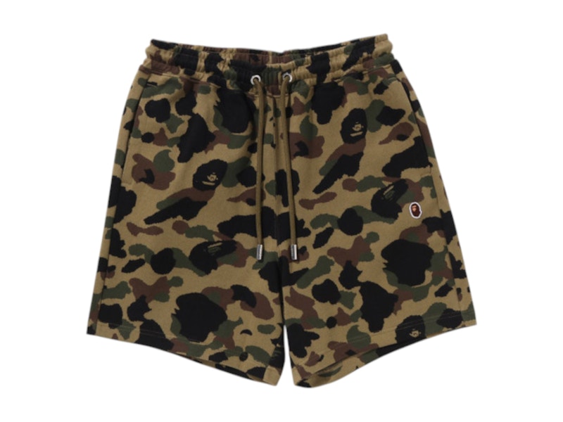 BAPE 1st Camo Jacquard One Point Relaxed Fit Sweat Shorts Green