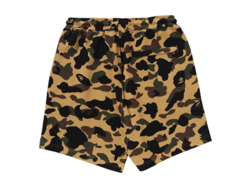 BAPE 1st Camo Jacquard One Point Relaxed Fit Sweat Shorts Yellow