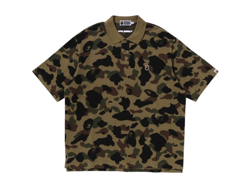 BAPE 1st Camo Jacquard Relax Fit Polo Shirt Green