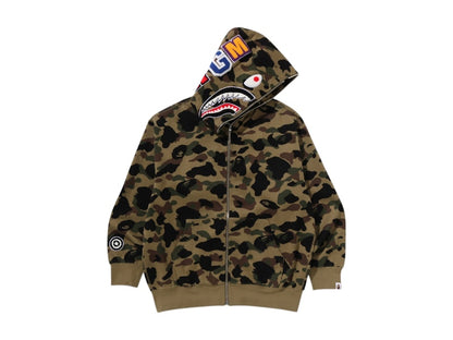 BAPE 1st Camo Jacquard Shark Relaxed Fit Full Zip Hoodie Green