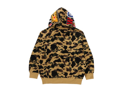 BAPE 1st Camo Jacquard Shark Relaxed Fit Full Zip Hoodie Yellow