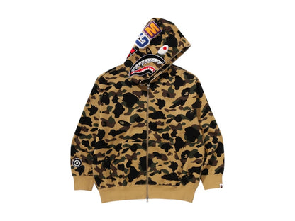 BAPE 1st Camo Jacquard Shark Relaxed Fit Full Zip Hoodie Yellow