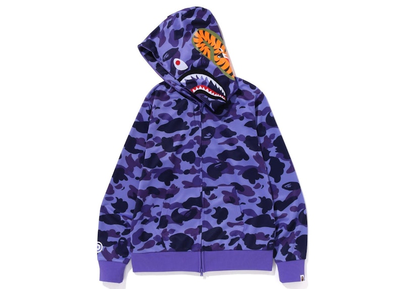 BAPE 1st Camo Jersey Shark Full Zip Hoodie Purple