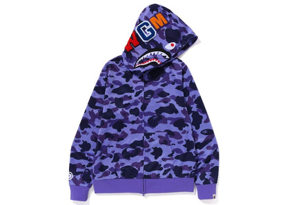 BAPE 1st Camo Jersey Shark Full Zip Hoodie Purple