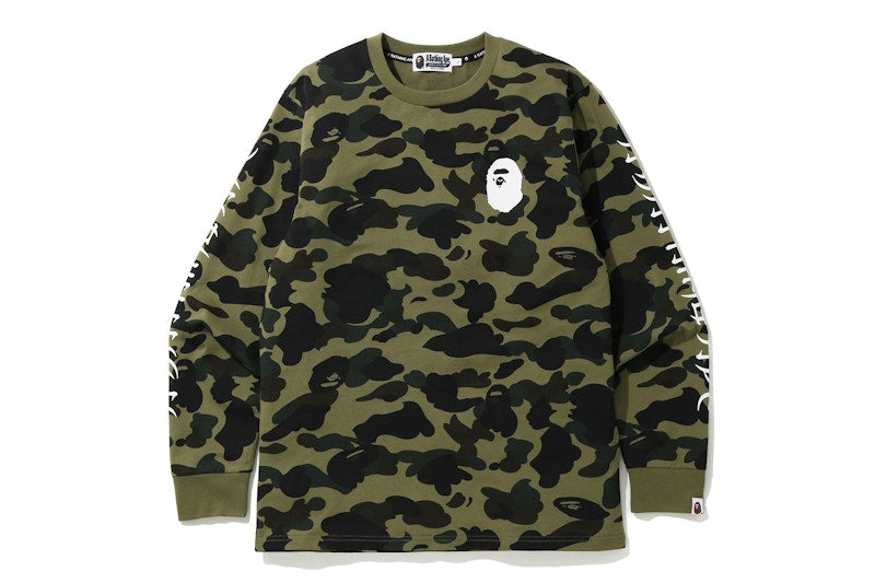 BAPE 1st Camo Kanji L/S Tee Green