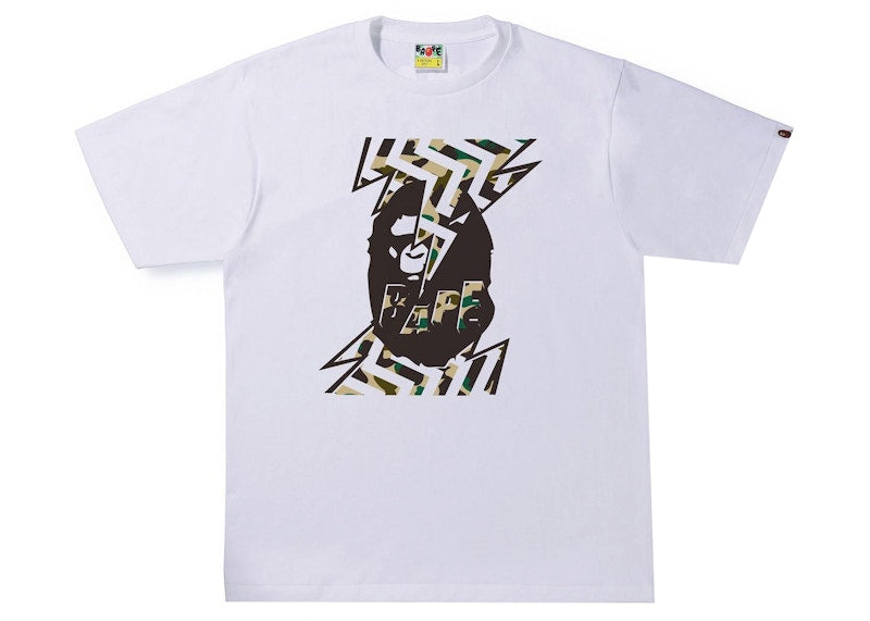BAPE 1st Camo Lightning Ape Head Tee (SS22) White/Yellow