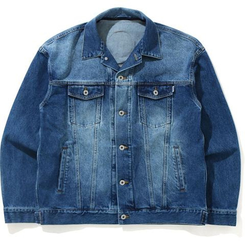 BAPE 1st Camo Loose Fit Hoodie Denim Jacket Indigo