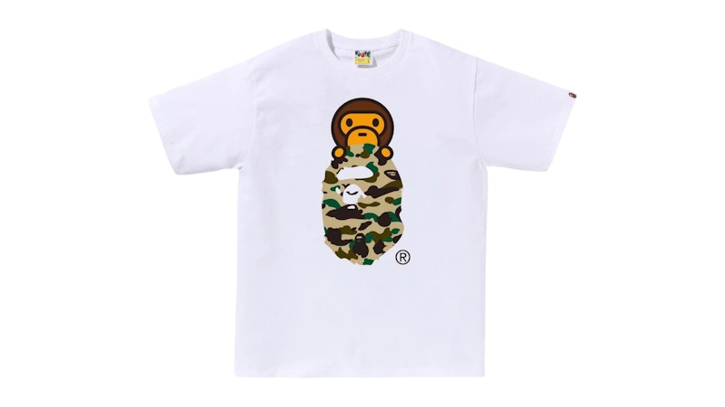 BAPE 1st Camo Milo On Ape Head Tee Tee White/Yellow