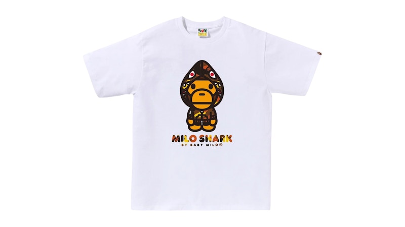 BAPE 1st Camo Milo Shark FZH Tee White/Orange
