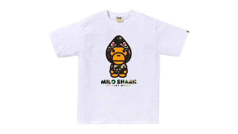 BAPE 1st Camo Milo Shark FZH Tee White/Yellow