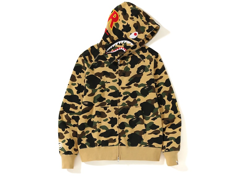BAPE 1st Camo PONR Shark Full Zip Hoodie Yellow