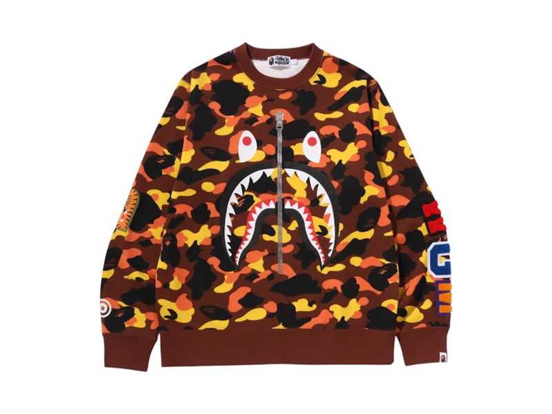 BAPE 1st Camo Shark Crewneck Sweatshirt (FW25) Orange