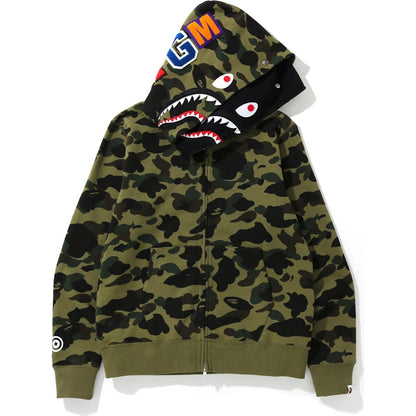 BAPE 1st Camo Shark Full Zip Double Hoodie Green