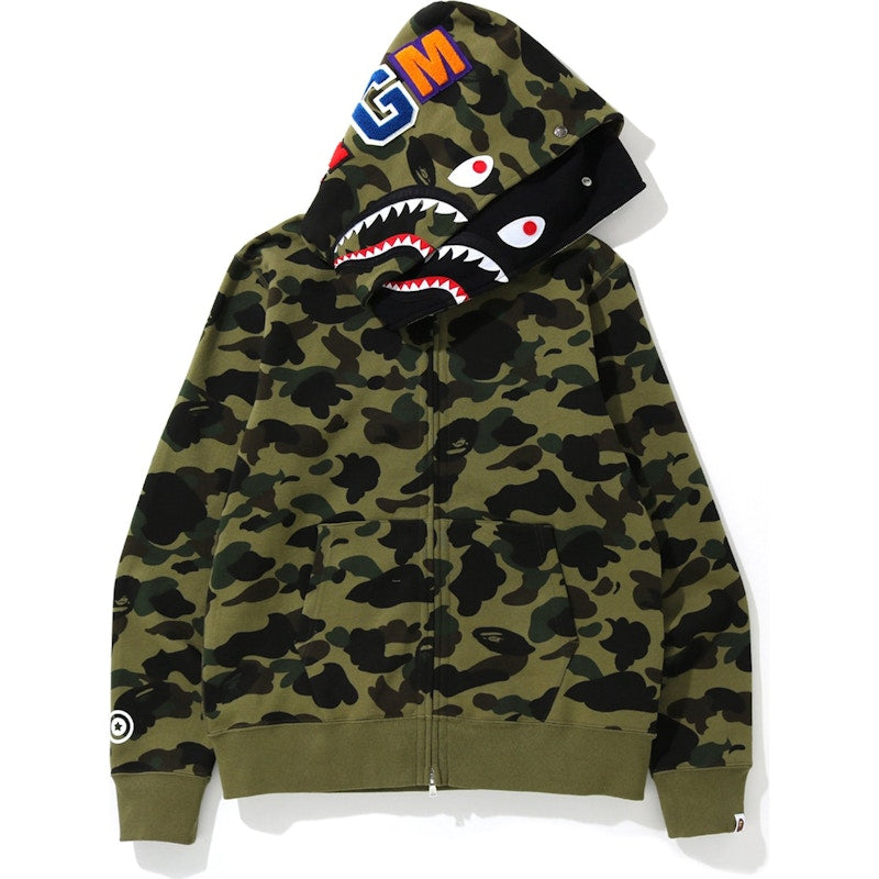 BAPE 1st Camo Shark Full Zip Double Hoodie Green