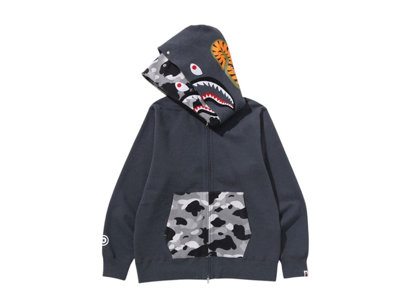 BAPE 1st Camo Shark Full Zip Double Hoodie Grey