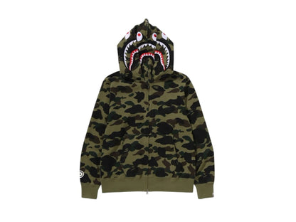 BAPE 1st Camo Shark Full Zip Double Hoodie (SS25) Green