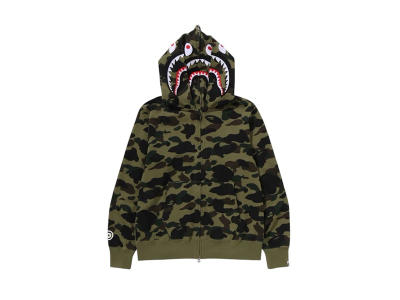 BAPE 1st Camo Shark Full Zip Double Hoodie (SS25) Green