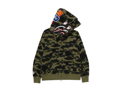 BAPE 1st Camo Shark Full Zip Double Hoodie (SS25) Green